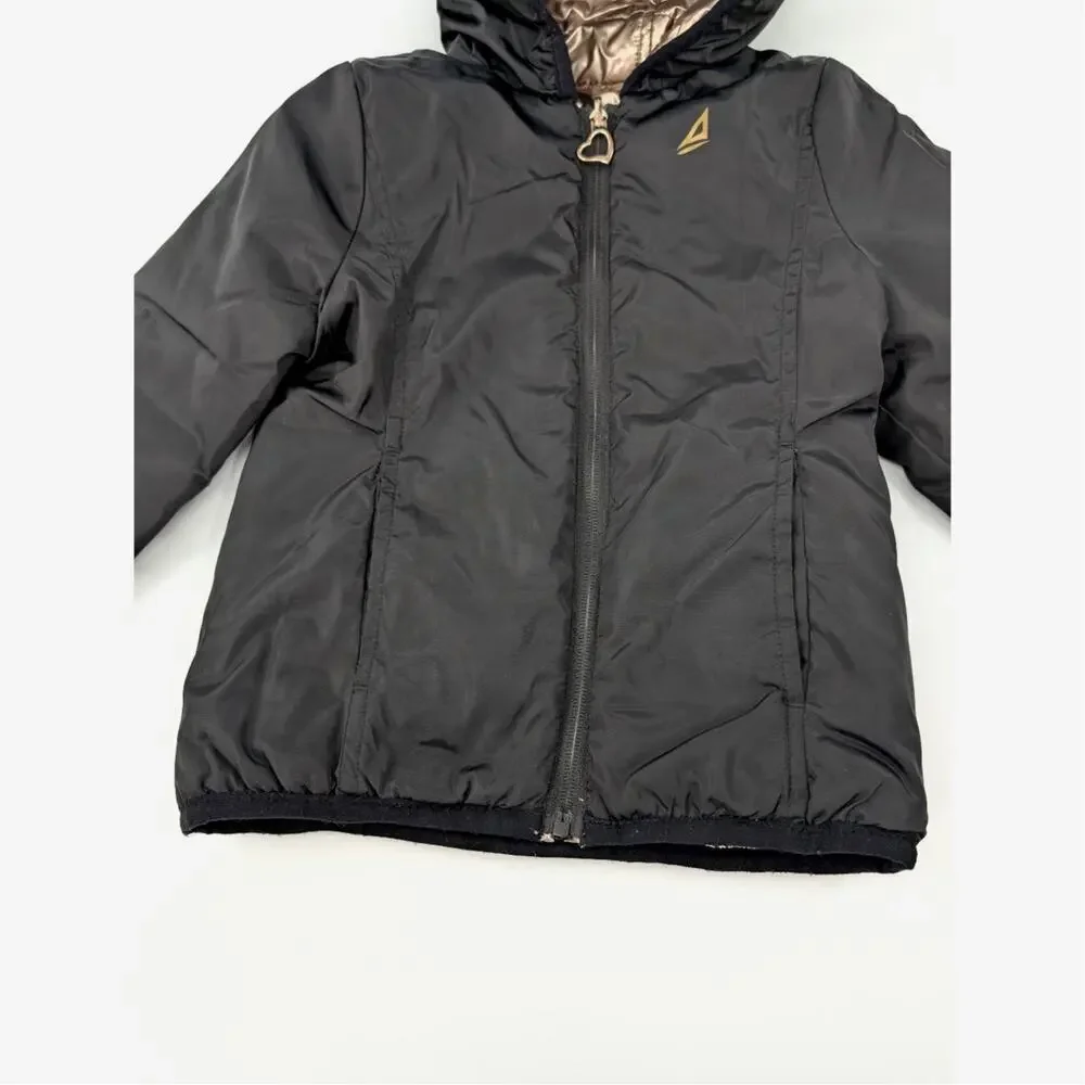 Atlantis Weathergear Puffer‎ Jacket Girl 5/6 Metallic Gold Tone Black Reversible
